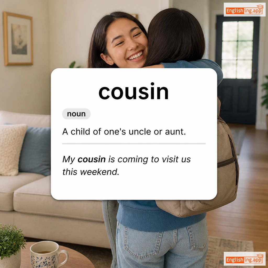 cousin definition card — visual illustration of the meaning