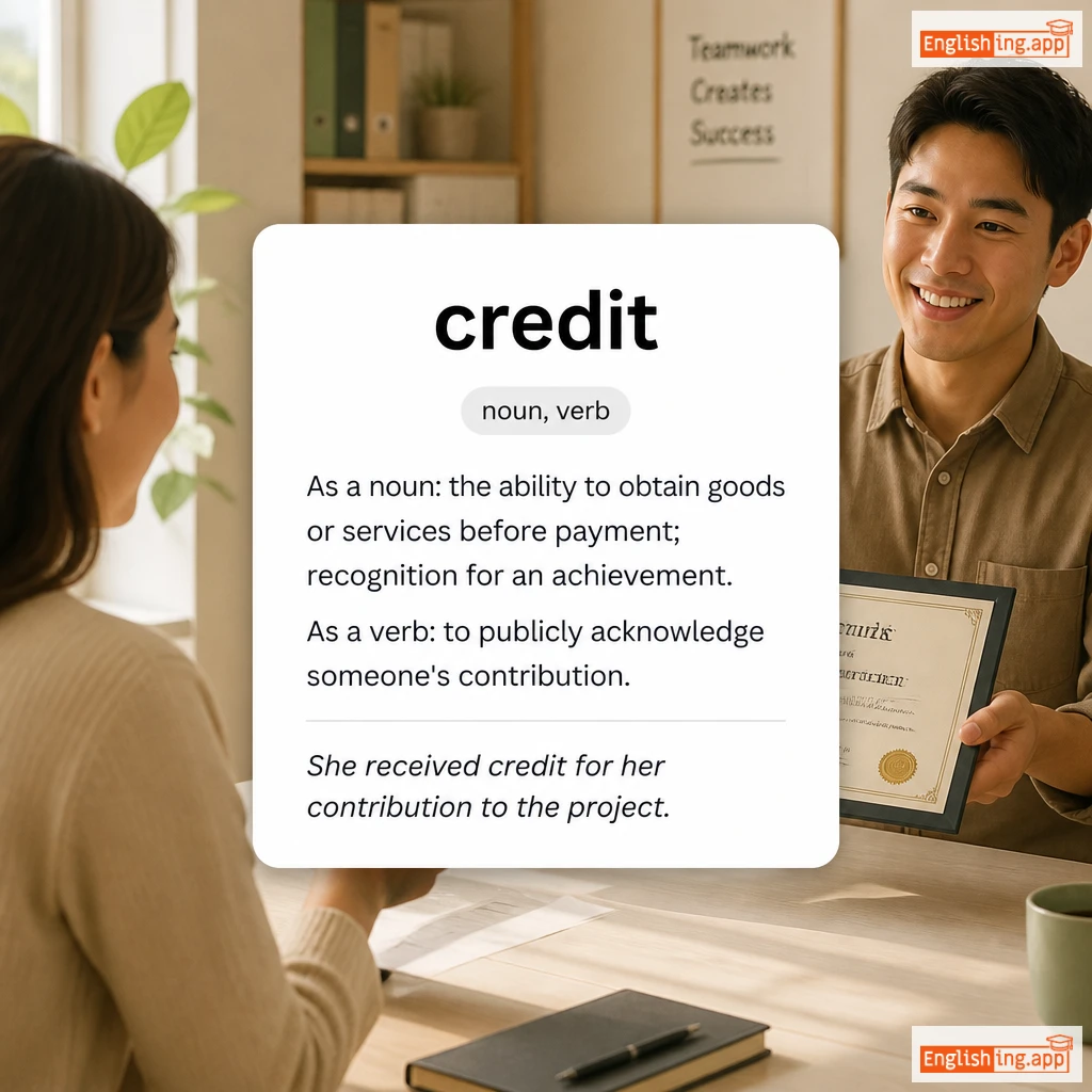 credit definition card — visual illustration of the meaning