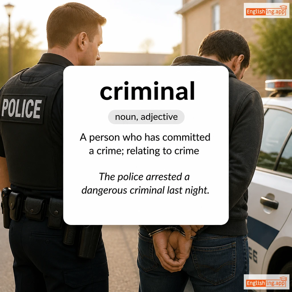 criminal definition card — visual illustration of the meaning
