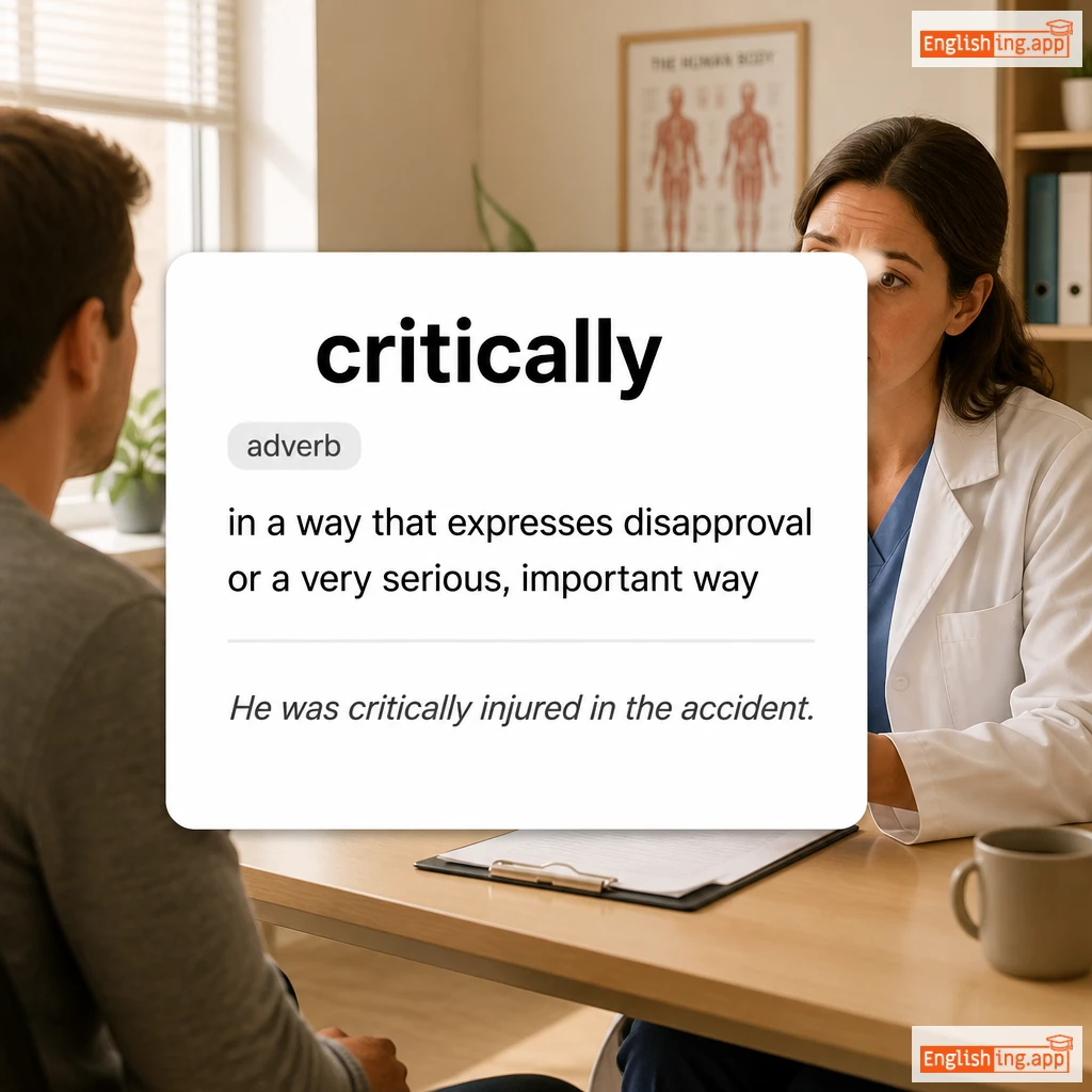 critically definition card — visual illustration of the meaning
