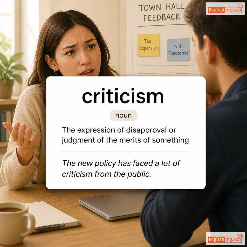 criticism definition card — visual illustration of the meaning