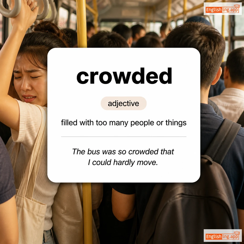 crowded definition card — visual illustration of the meaning