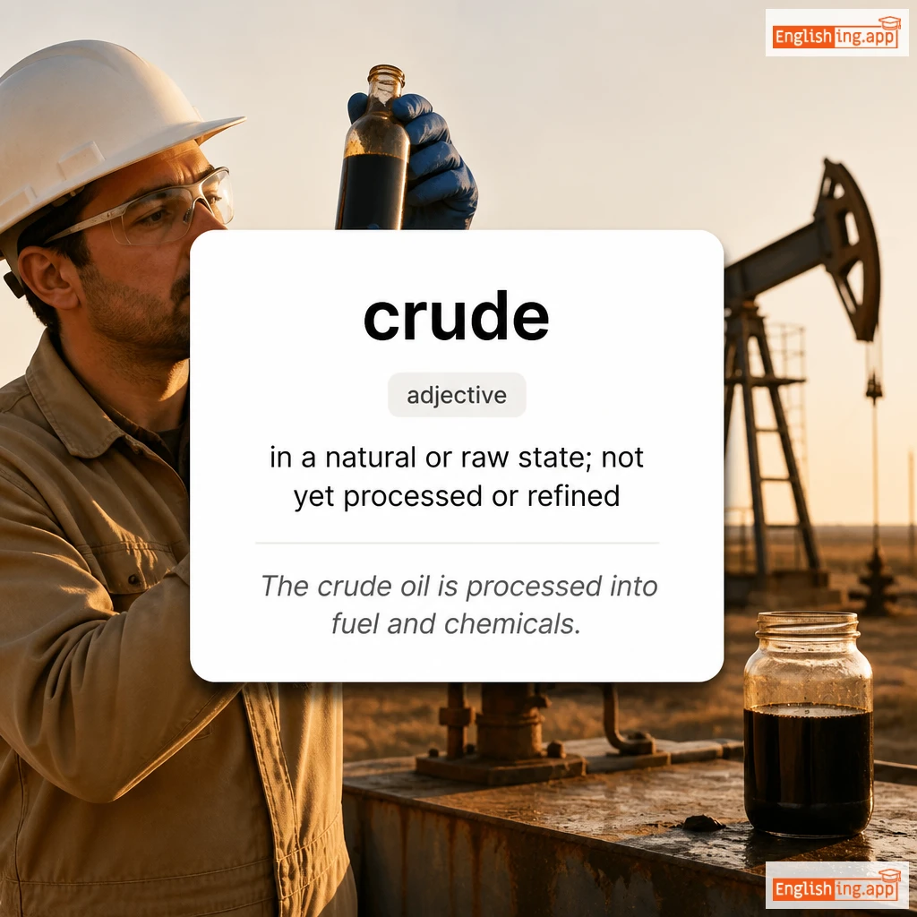 crude definition card — visual illustration of the meaning