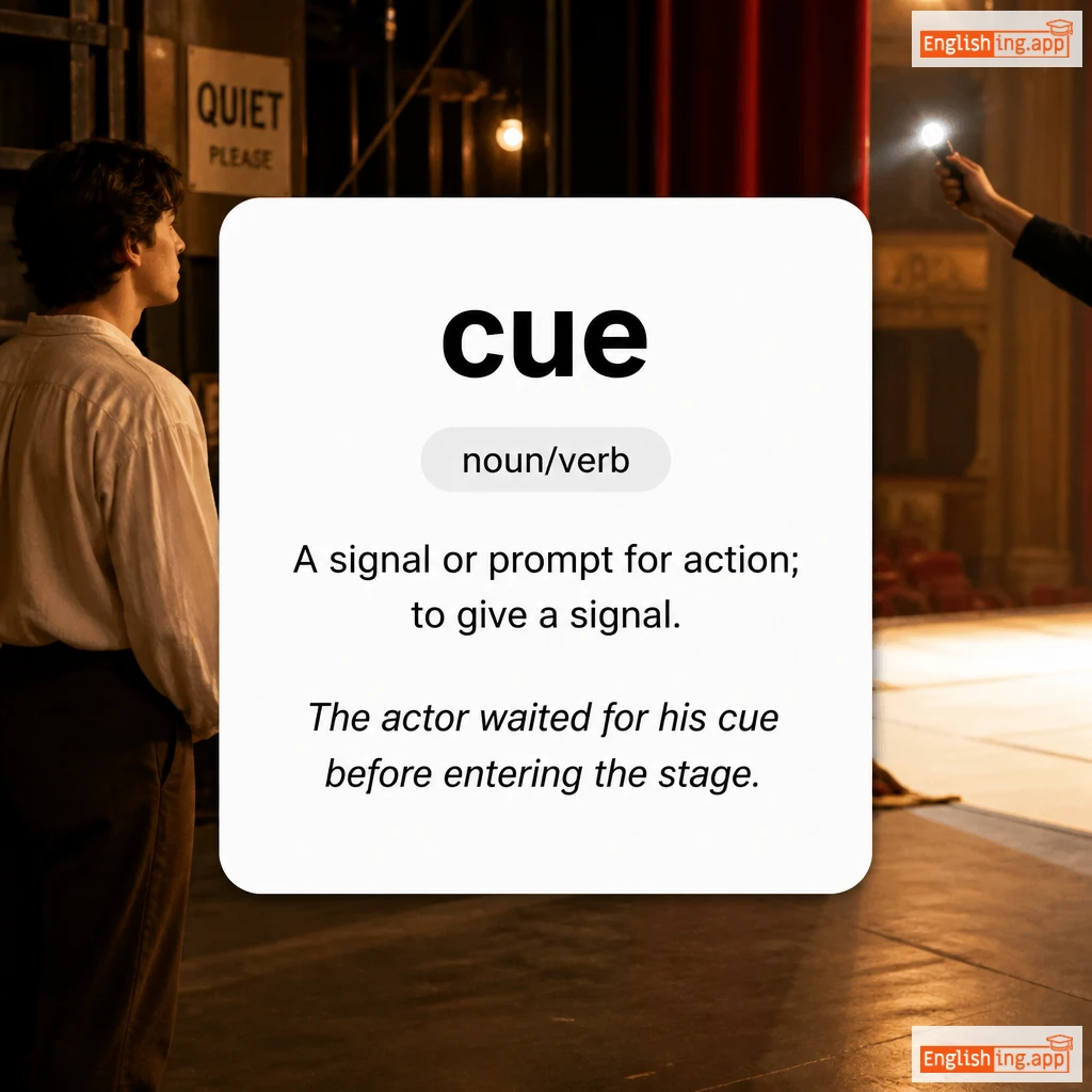 cue definition card — visual illustration of the meaning
