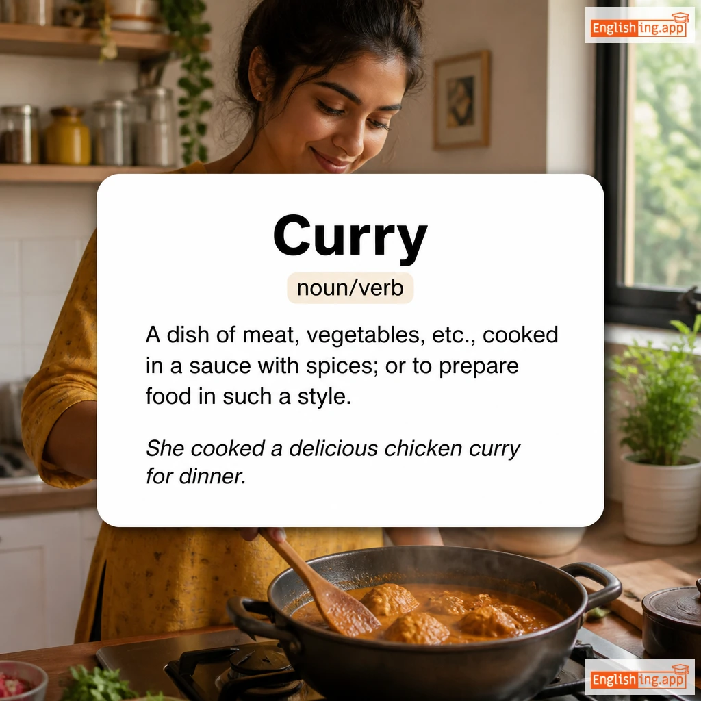 Curry definition card — visual illustration of the meaning