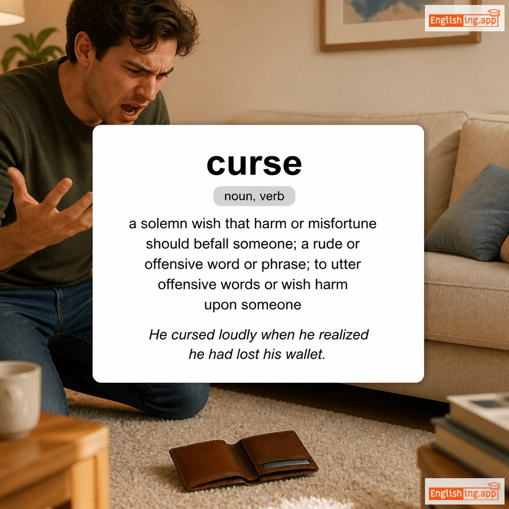 curse definition card — visual illustration of the meaning