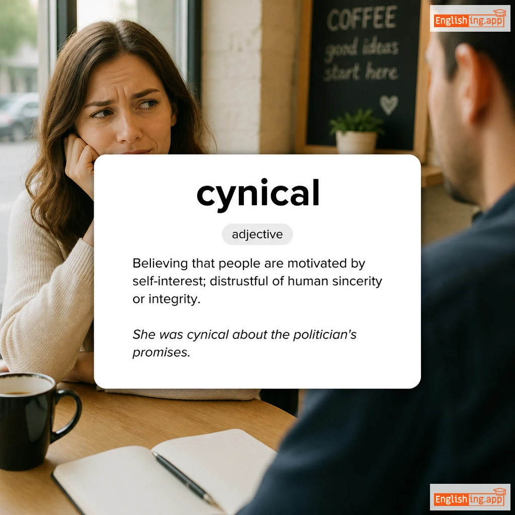 cynical definition card — visual illustration of the meaning