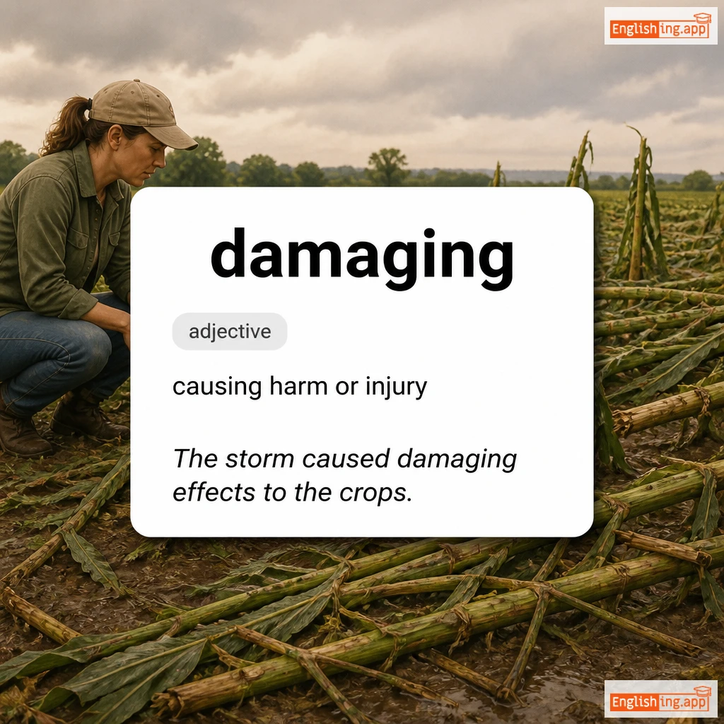 damaging definition card — visual illustration of the meaning