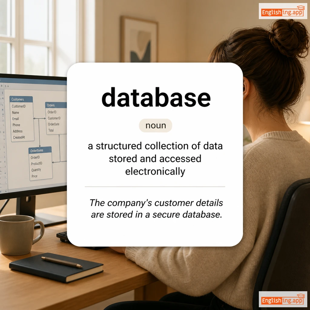 database definition card — visual illustration of the meaning