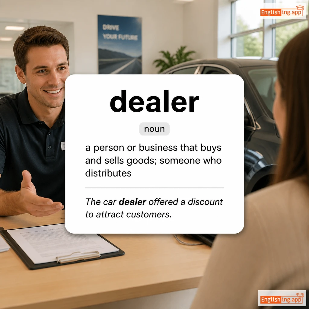 dealer definition card — visual illustration of the meaning