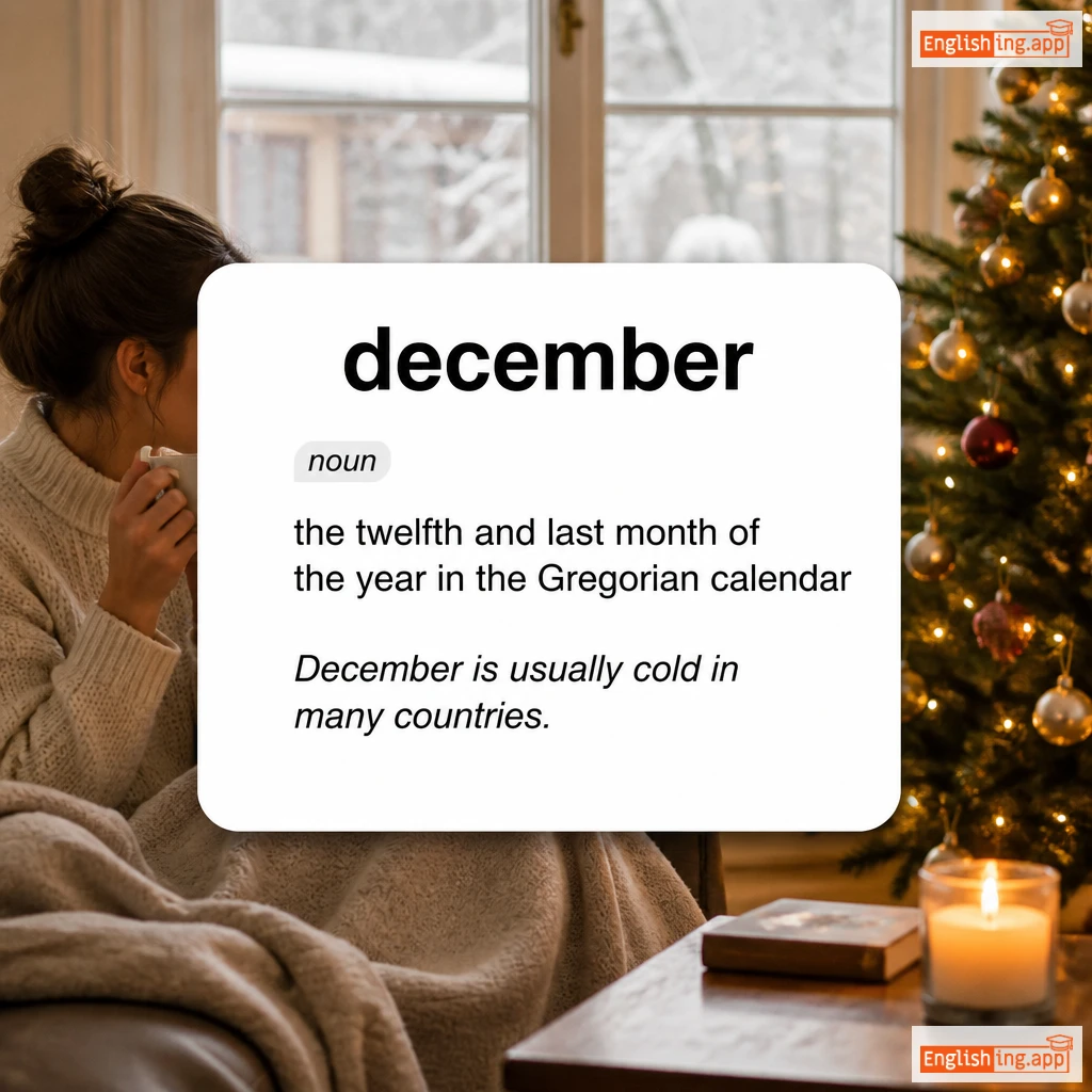december definition card — visual illustration of the meaning