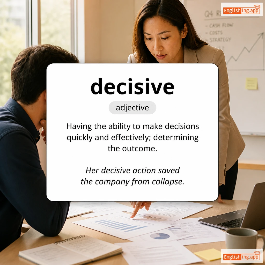 decisive definition card — visual illustration of the meaning