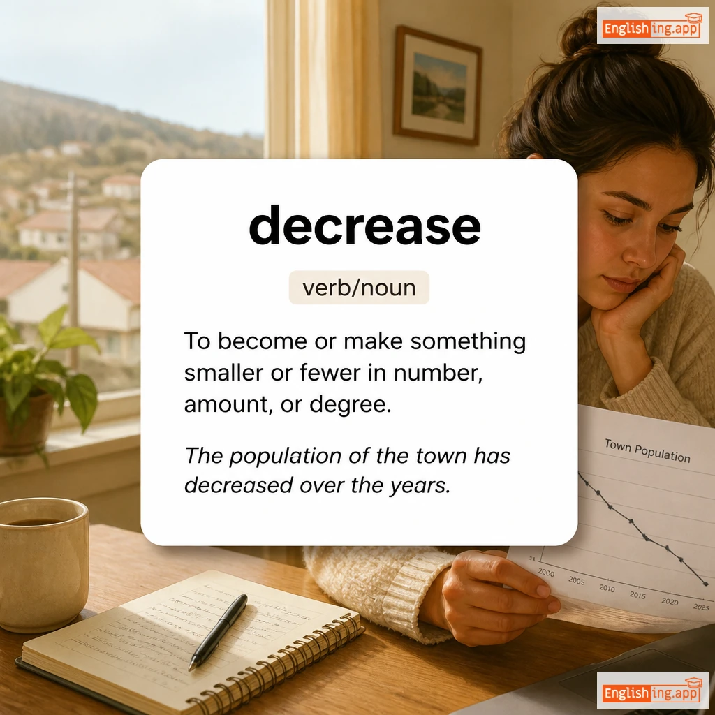 decrease definition card — visual illustration of the meaning