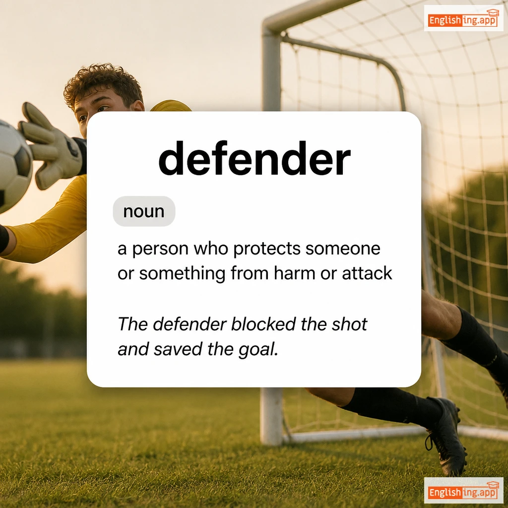 defender definition card — visual illustration of the meaning