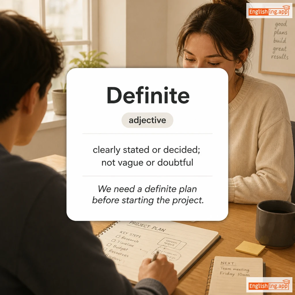 Definite definition card — visual illustration of the meaning