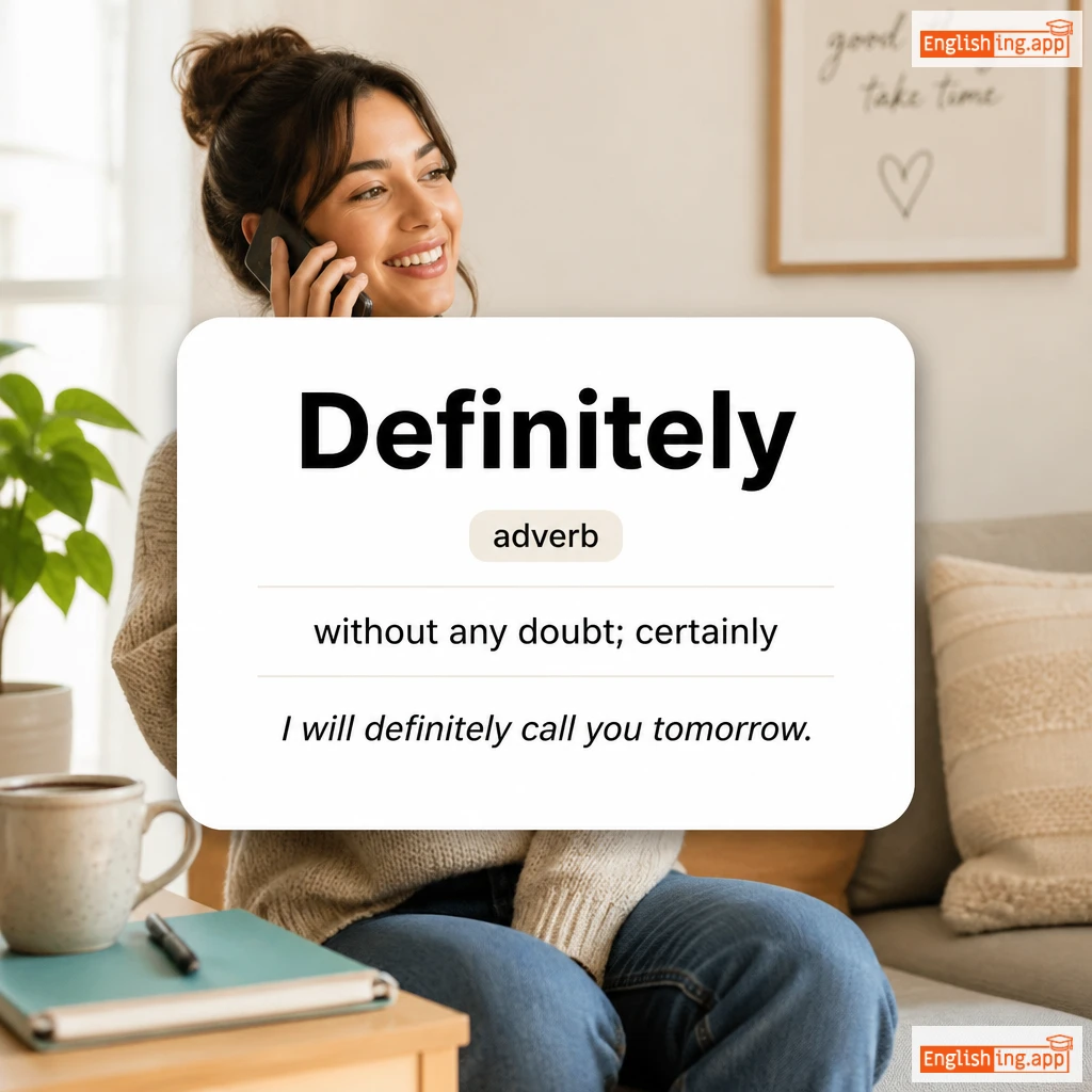 Definitely definition card — visual illustration of the meaning