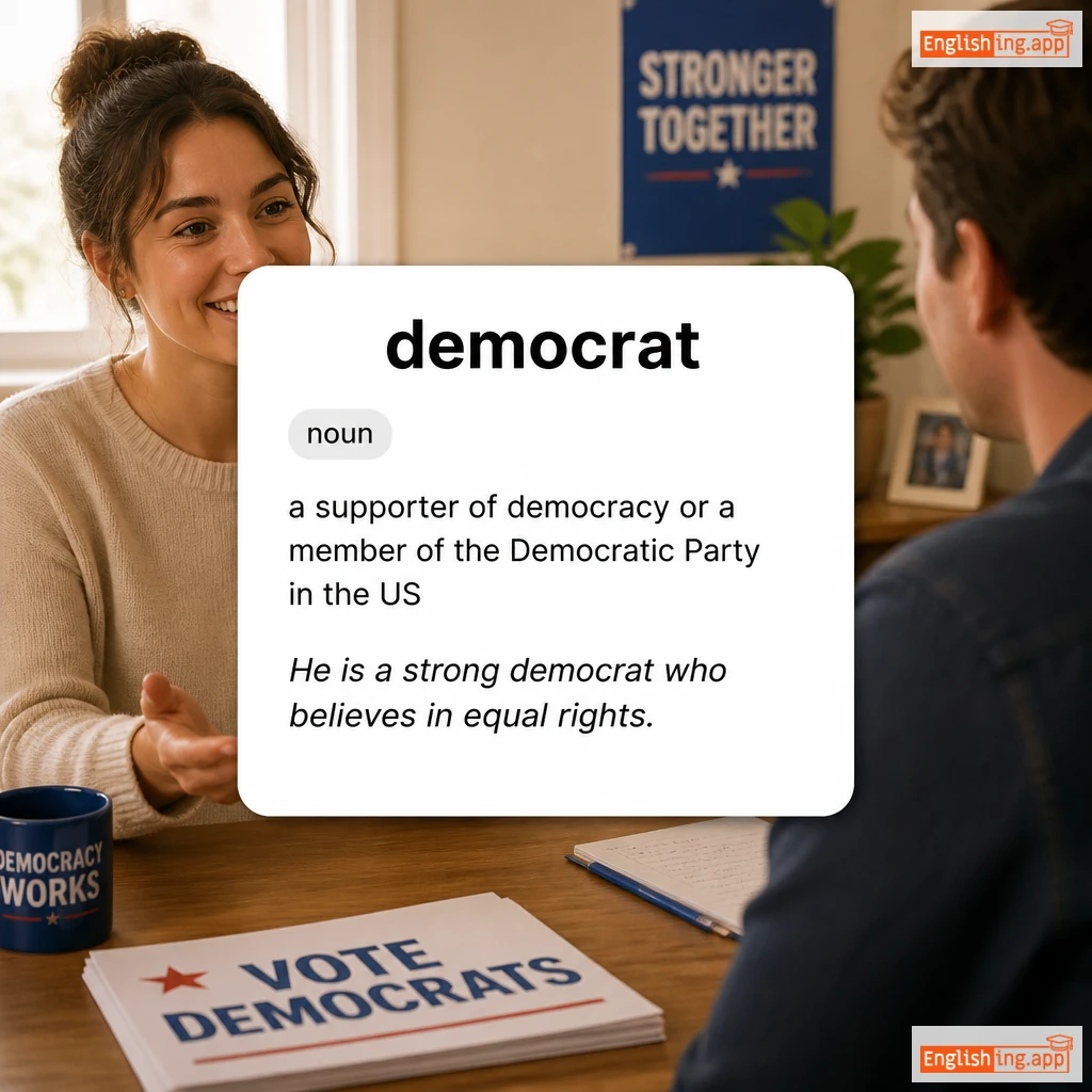 democrat definition card — visual illustration of the meaning