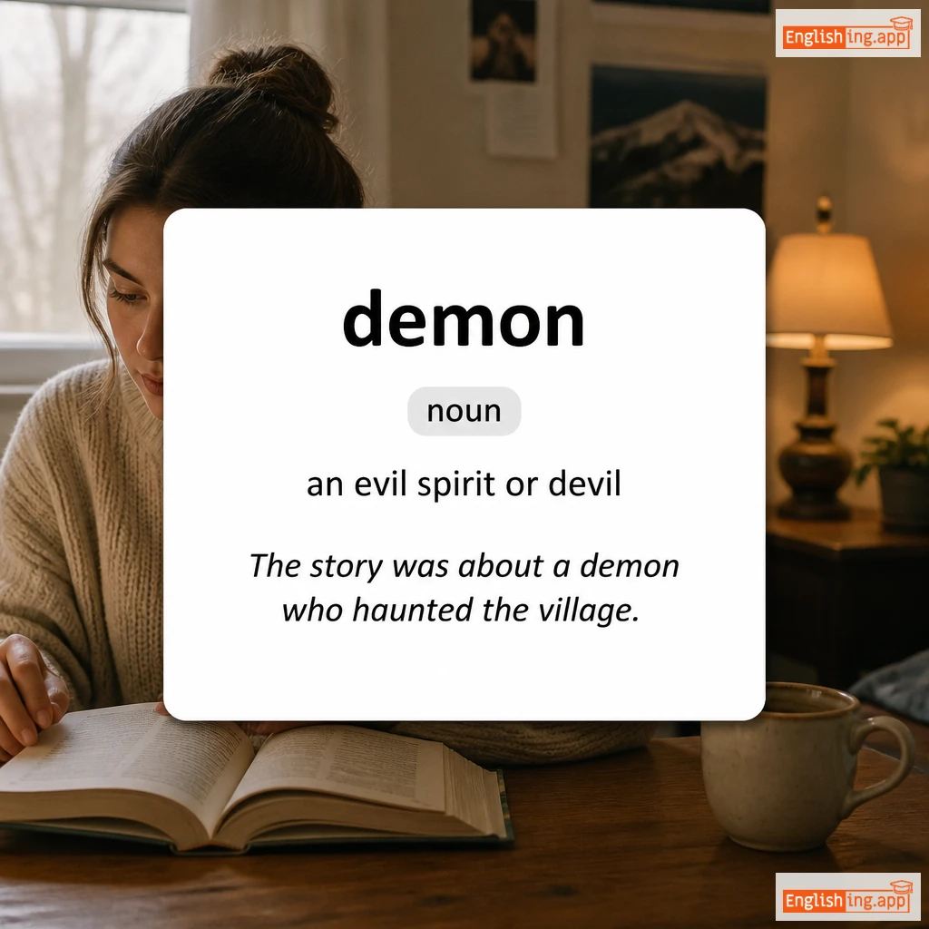 demon definition card — visual illustration of the meaning