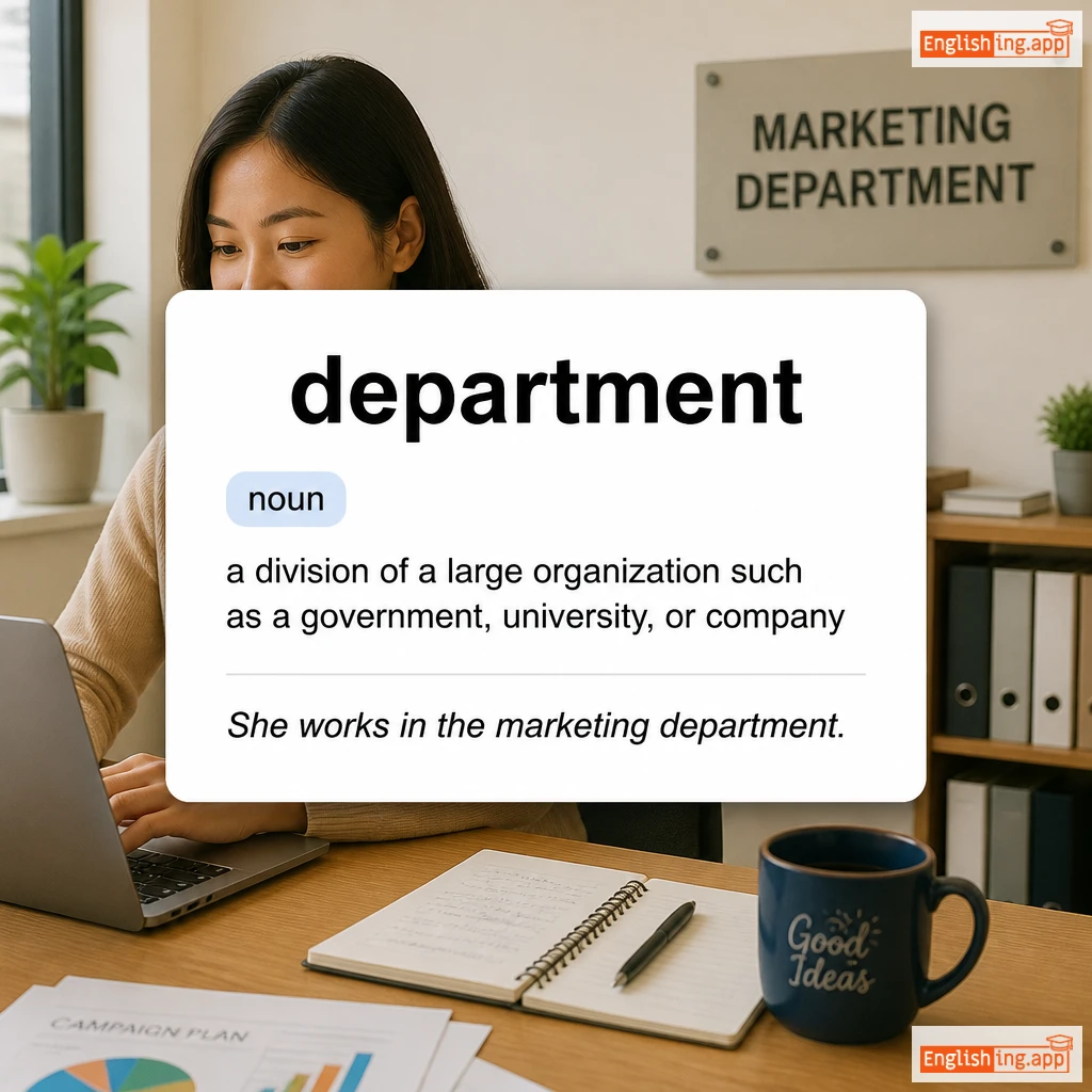 department definition card — visual illustration of the meaning