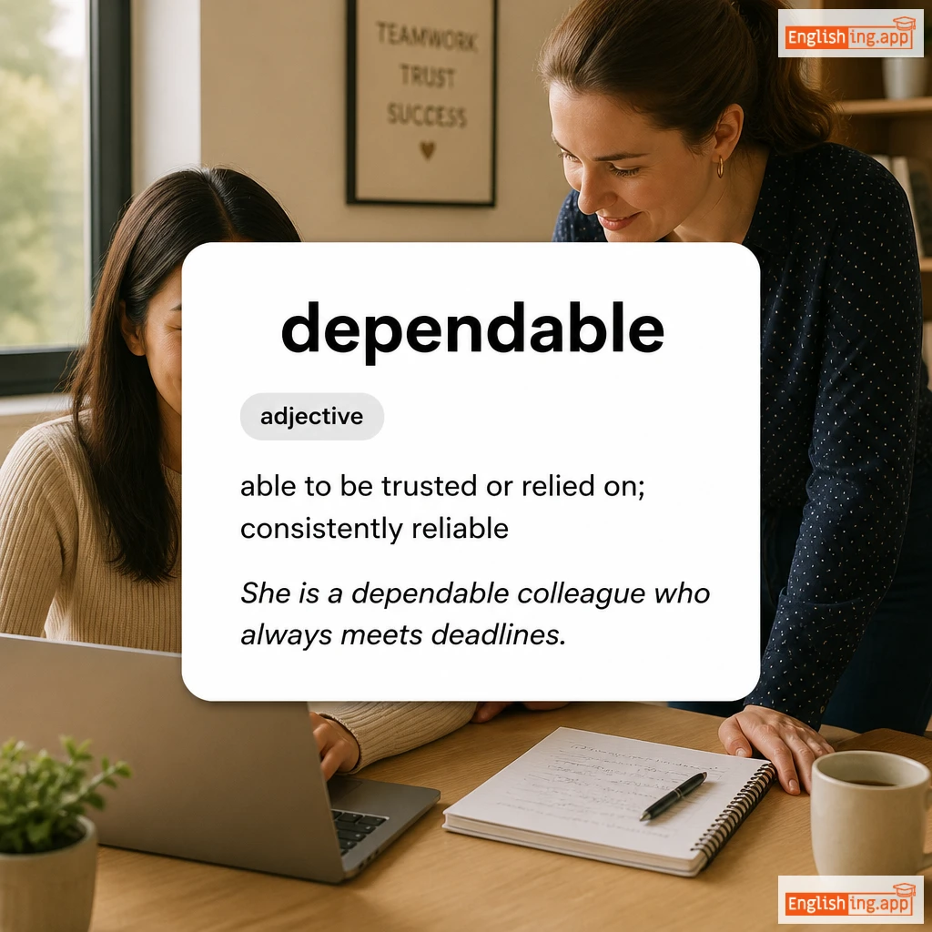 dependable definition card — visual illustration of the meaning