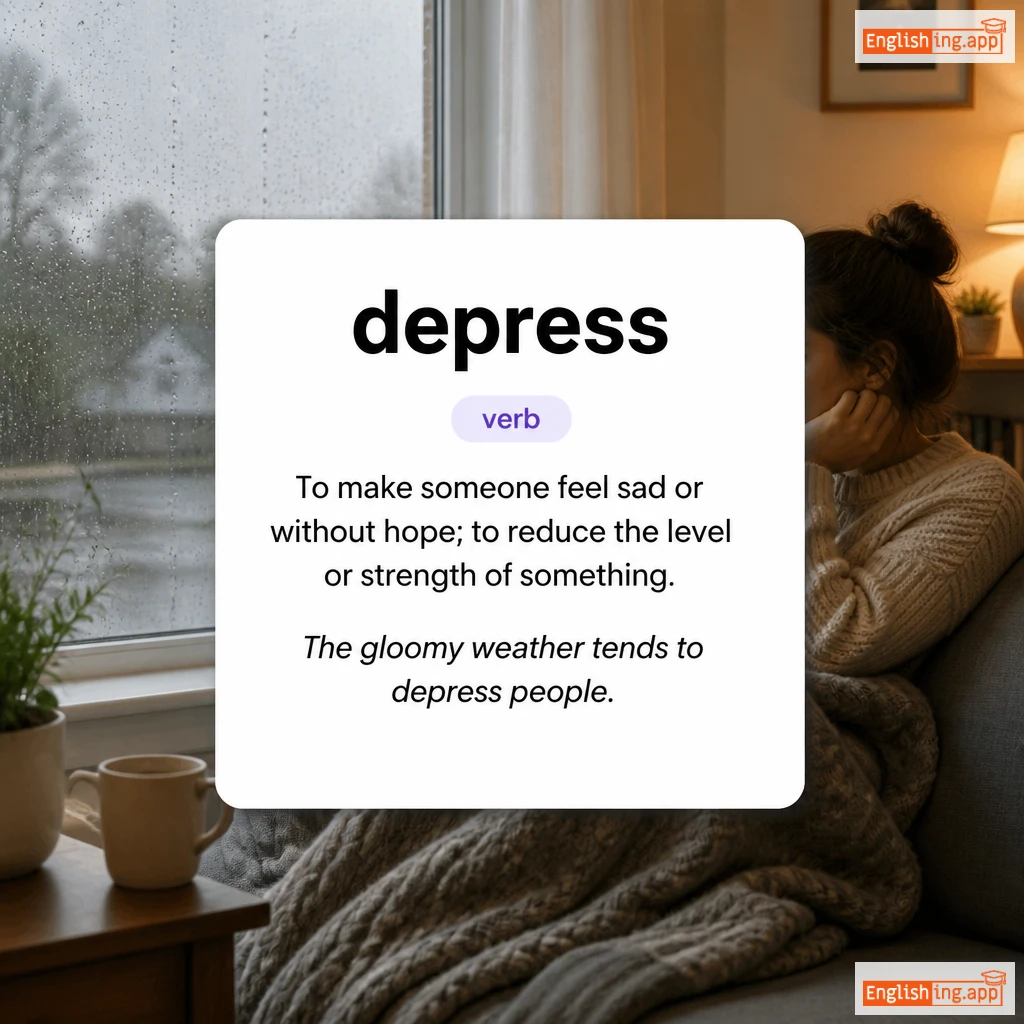 depress definition card — visual illustration of the meaning
