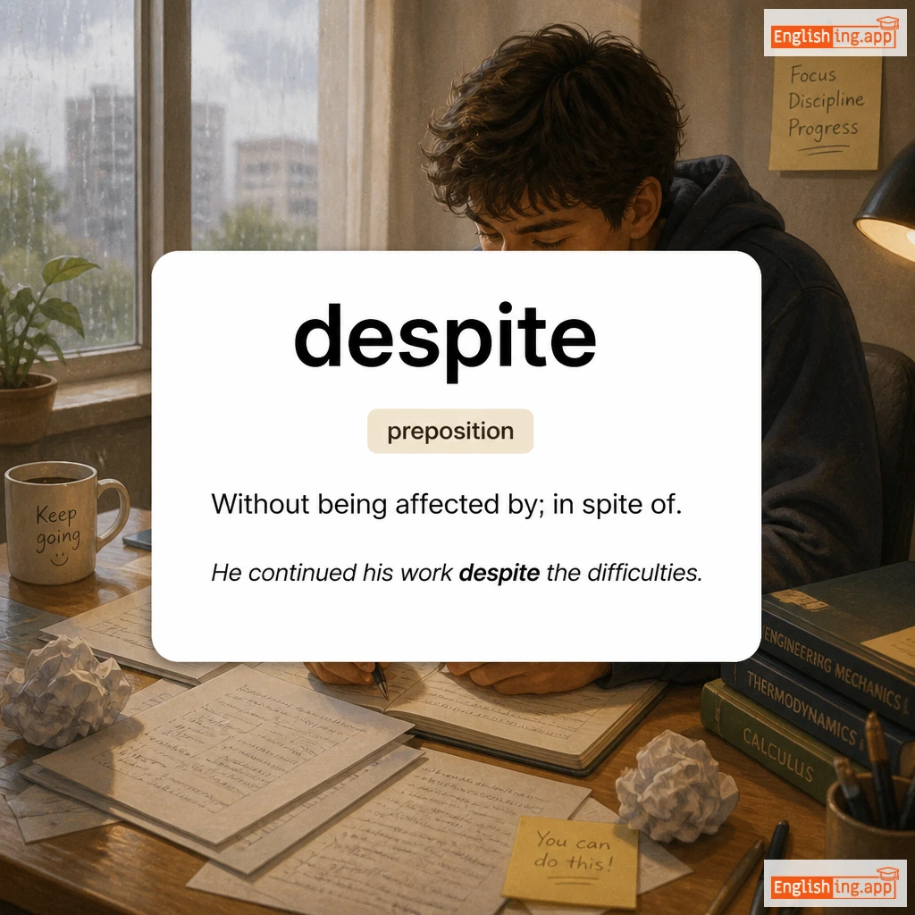 despite definition card — visual illustration of the meaning