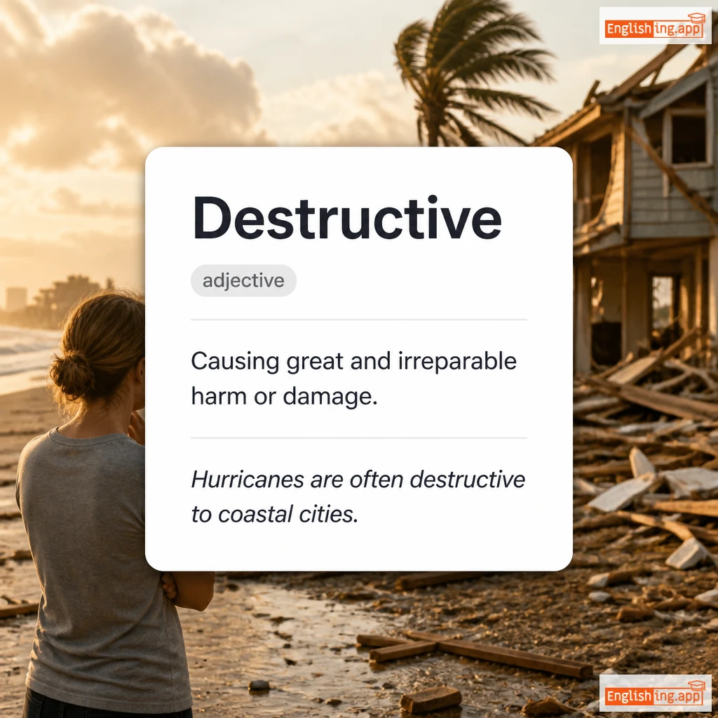 Destructive definition card — visual illustration of the meaning