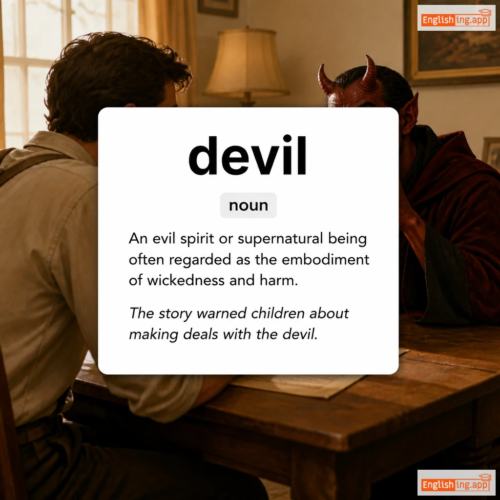 devil definition card — visual illustration of the meaning