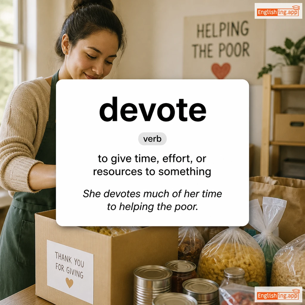devote definition card — visual illustration of the meaning