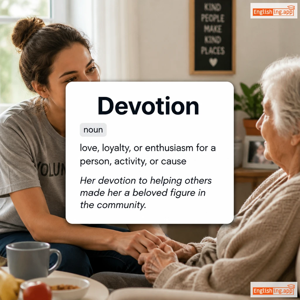 Devotion definition card — visual illustration of the meaning