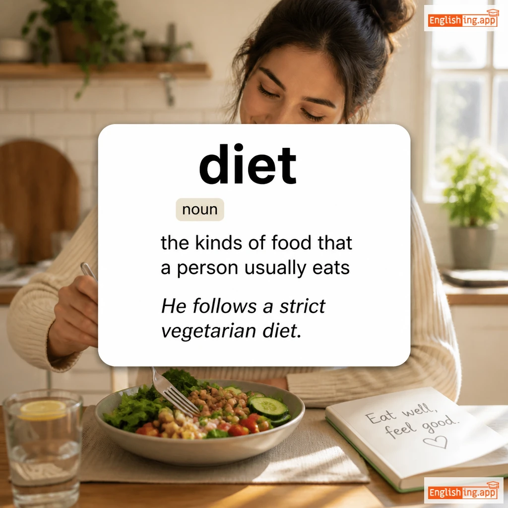 diet definition card — visual illustration of the meaning