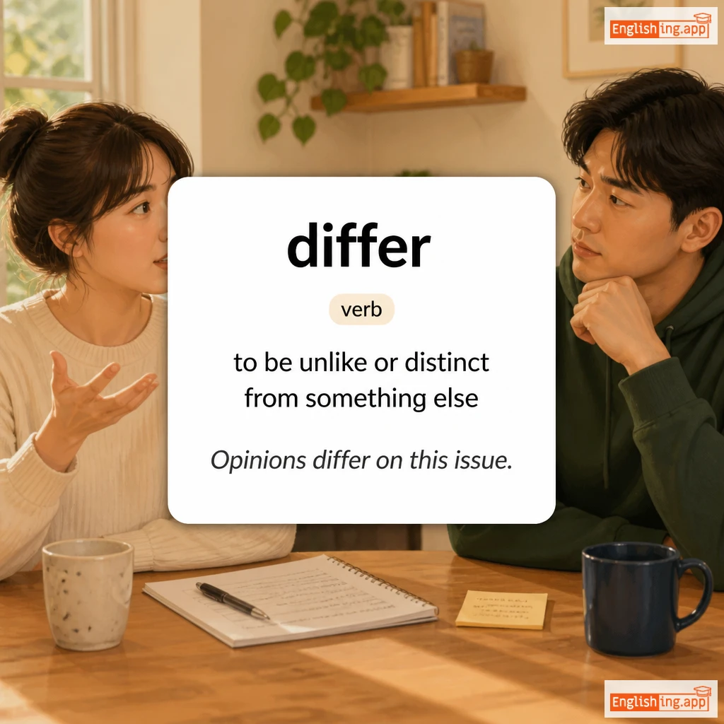 differ definition card — visual illustration of the meaning