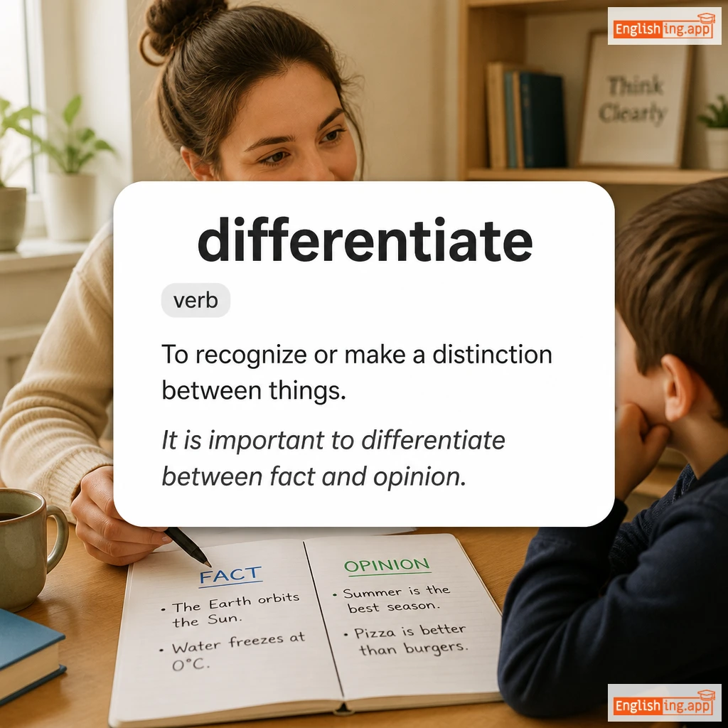 differentiate definition card — visual illustration of the meaning