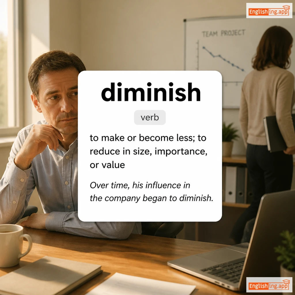 diminish definition card — visual illustration of the meaning