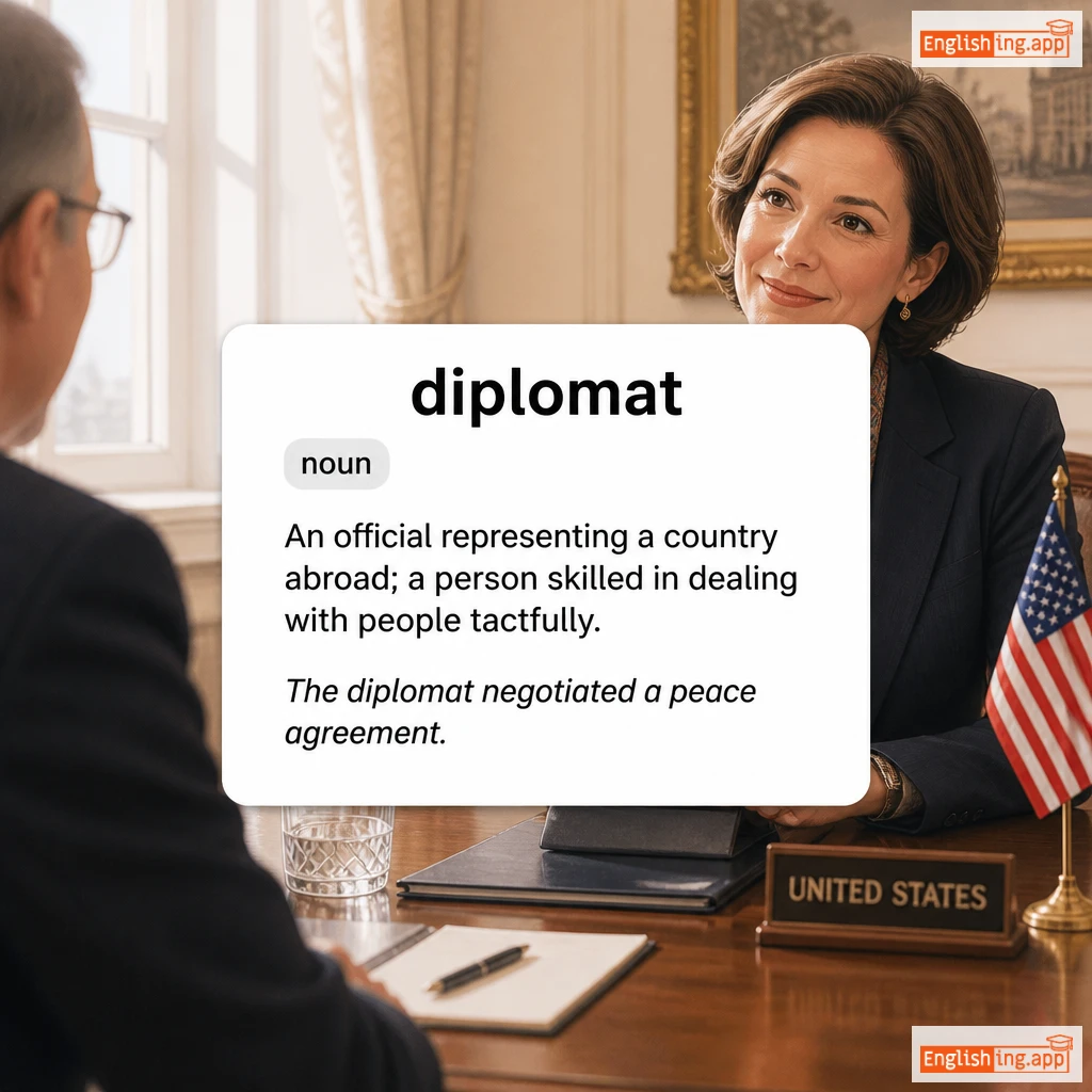 diplomat definition card — visual illustration of the meaning