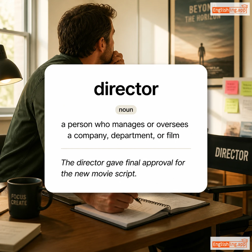 director definition card — visual illustration of the meaning