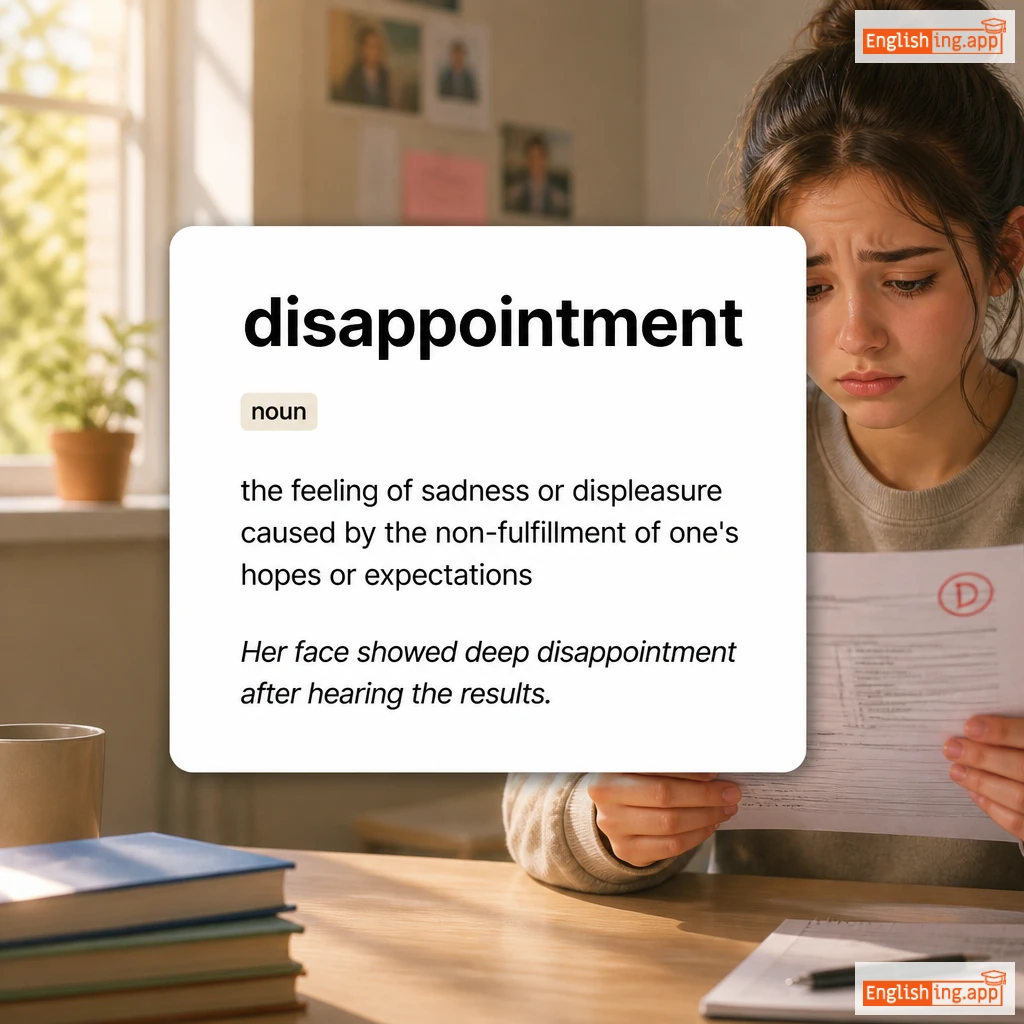disappointment definition card — visual illustration of the meaning