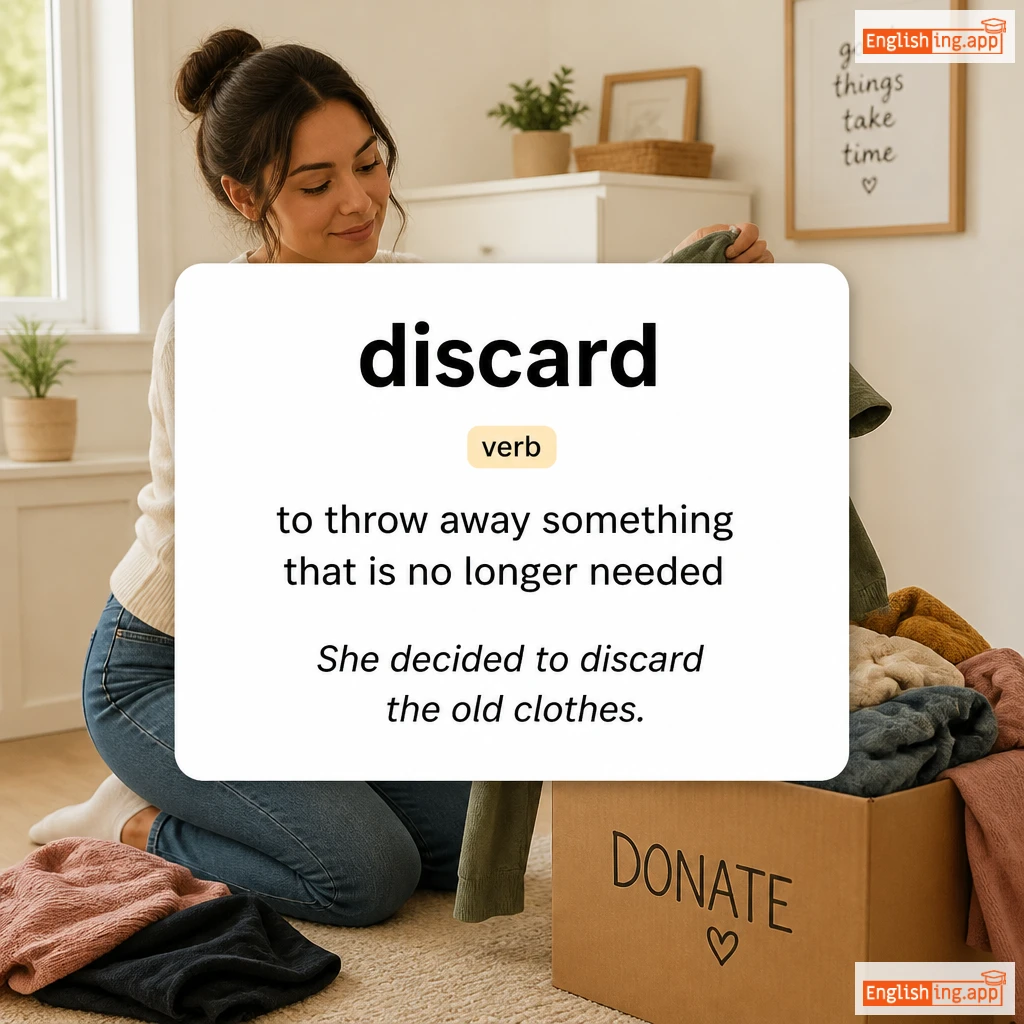 discard definition card — visual illustration of the meaning