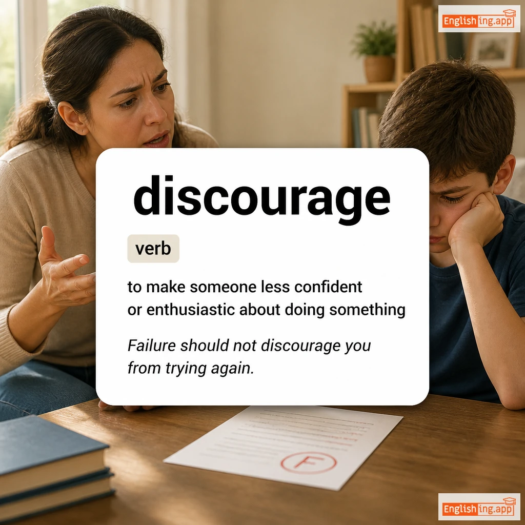 discourage definition card — visual illustration of the meaning
