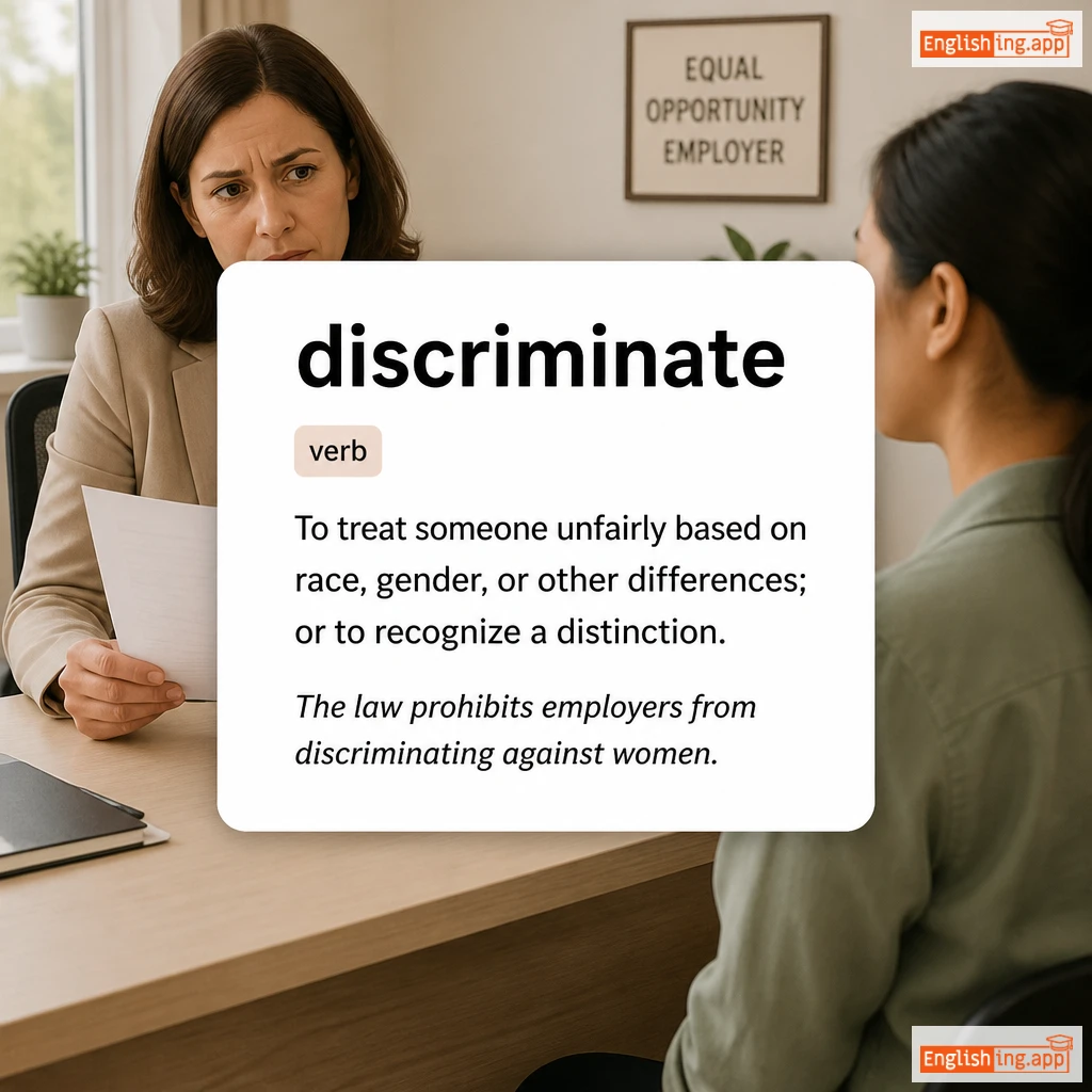 discriminate definition card — visual illustration of the meaning