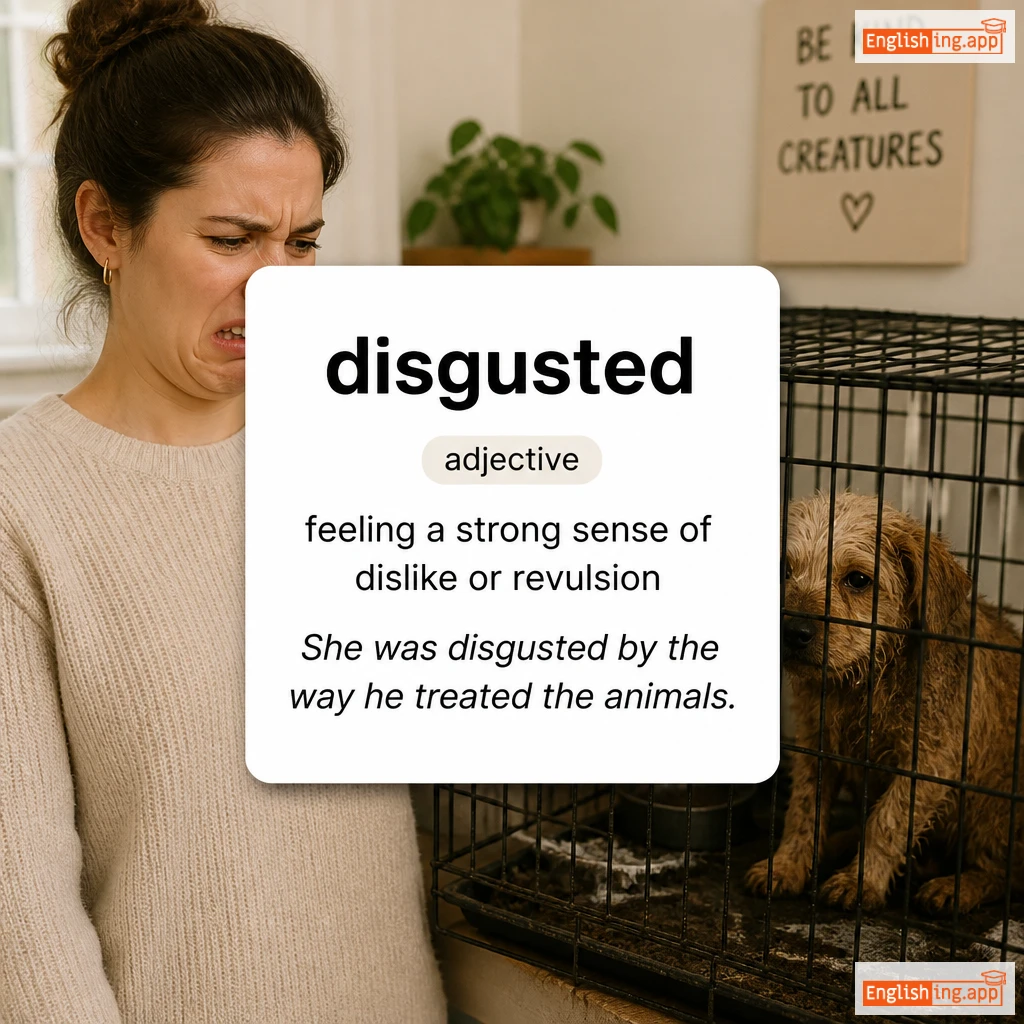 disgusted definition card — visual illustration of the meaning