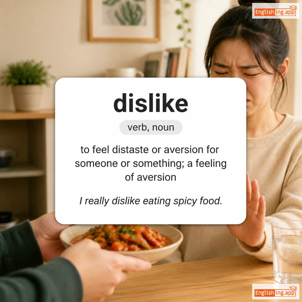dislike definition card — visual illustration of the meaning