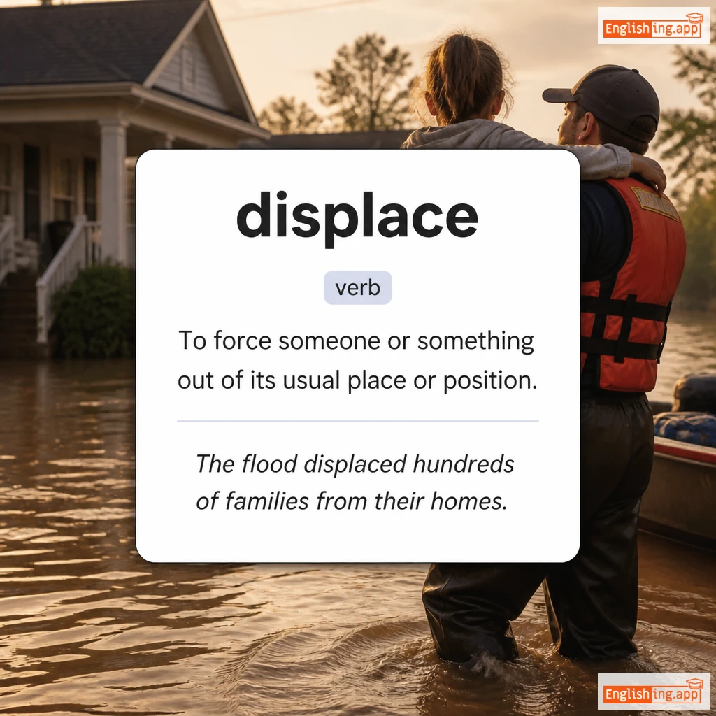 displace definition card — visual illustration of the meaning