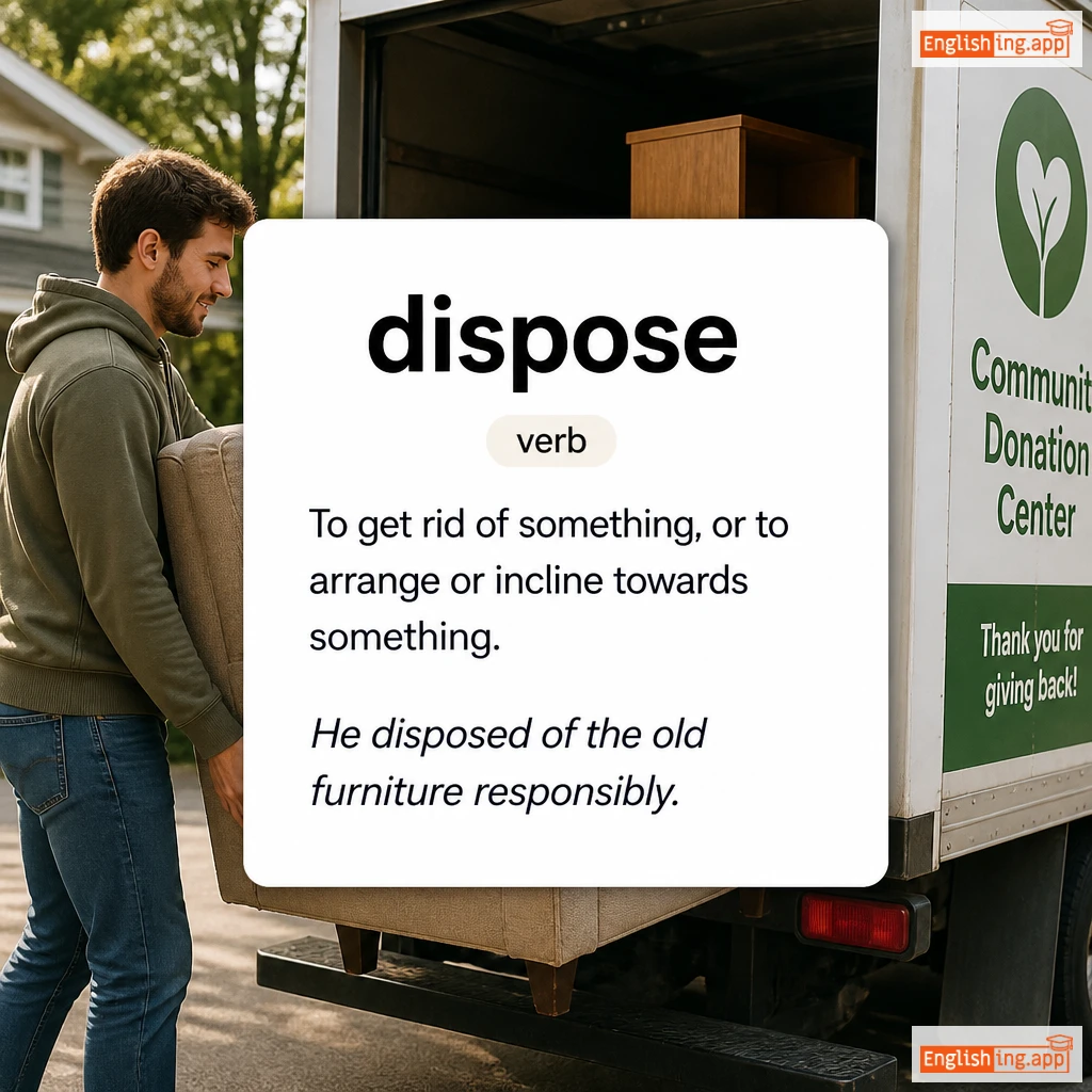 dispose definition card — visual illustration of the meaning