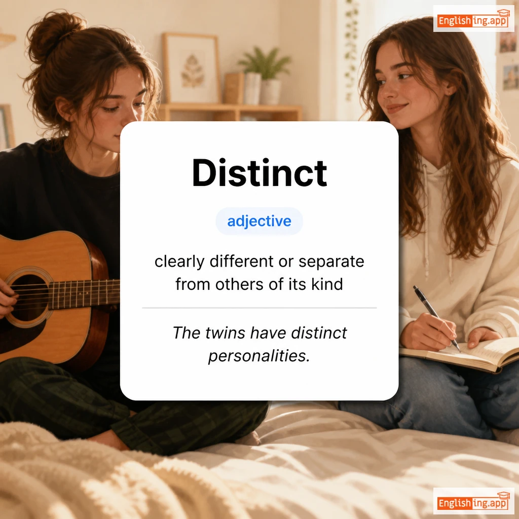 Distinct definition card — visual illustration of the meaning