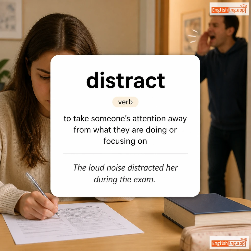 distract definition card — visual illustration of the meaning