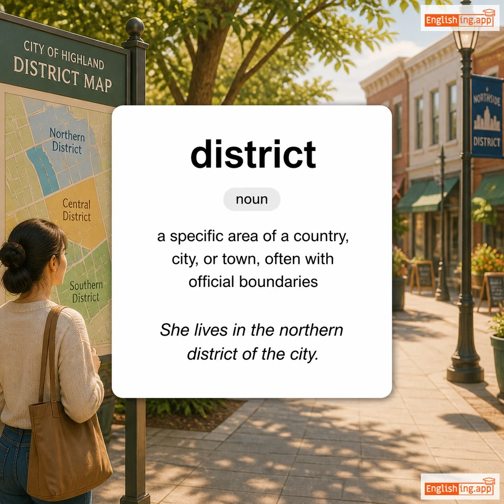 district definition card — visual illustration of the meaning