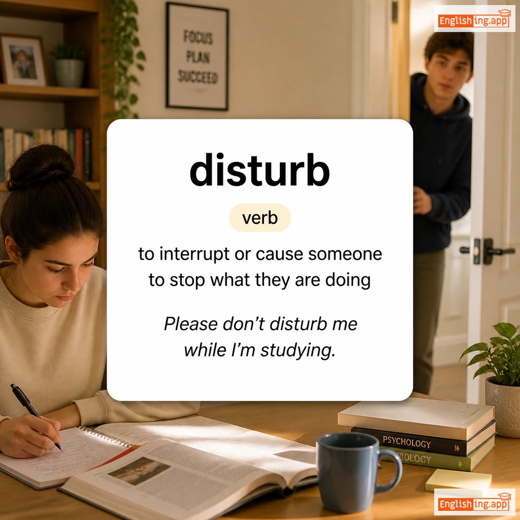disturb definition card — visual illustration of the meaning