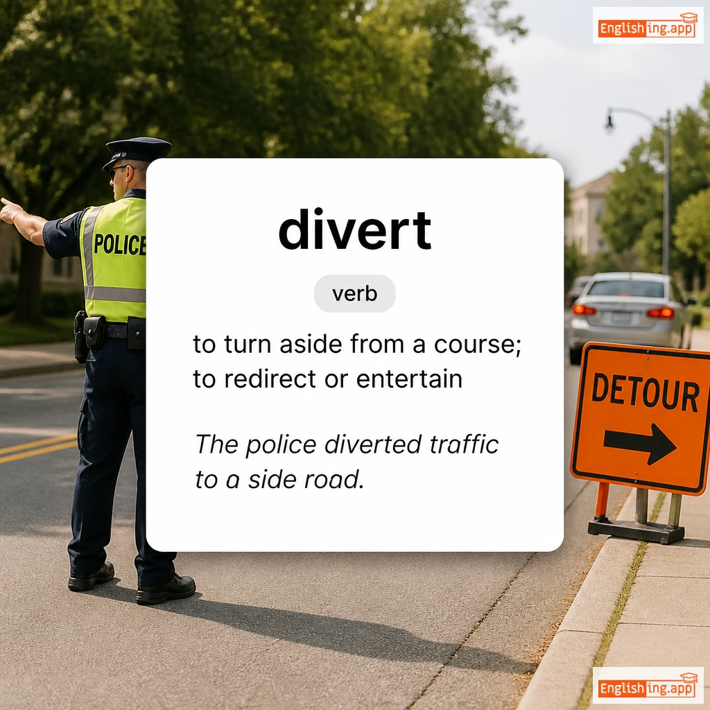 divert definition card — visual illustration of the meaning