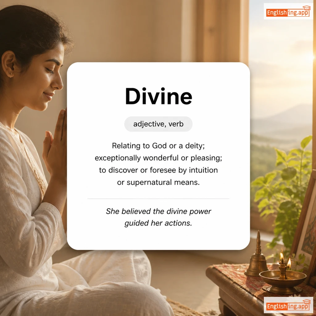 Divine definition card — visual illustration of the meaning